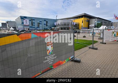 Riga, Lettonia. 19 maggio 2021. Riga Olympic Sports Center, 19 sede del campionato mondiale di hockey su ghiaccio IIHF, nella foto del 2021 maggio 2021, a riga, Lettonia. Credit: Vit Simanek/CTK Photo/Alamy Live News Foto Stock