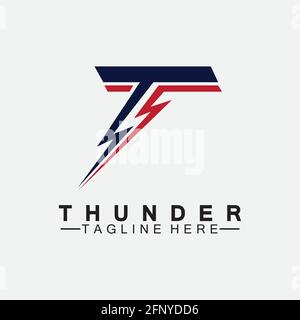 Lettera T Thunder elettrico fulmine logo illustrazione vettoriale design.Flash T lettera Logo, elettrico Bolt Logo vettore Illustrazione Vettoriale