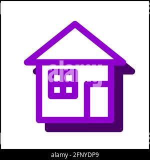 Icona standard della casa in design piatto con colore viola e ombra. Illustrazione Vettoriale