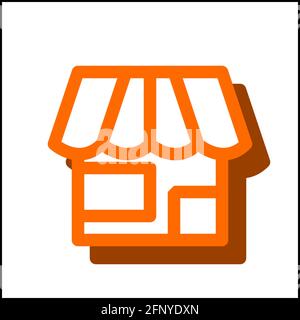 Acquista l'icona in un design piatto con colore arancione e ombra. Illustrazione Vettoriale