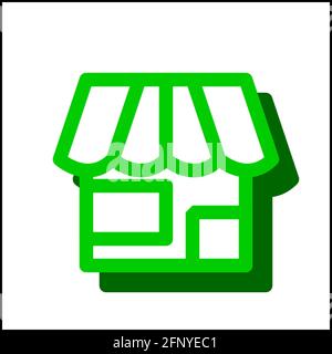 Acquista l'icona in un design piatto con colore verde e ombra. Illustrazione Vettoriale