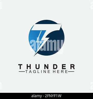 Lettera T Thunder elettrico fulmine logo illustrazione vettoriale design.Flash T lettera Logo, elettrico Bolt Logo vettore Illustrazione Vettoriale
