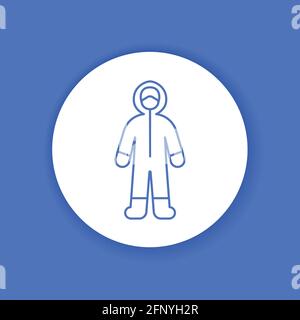 Operatore in tuta protettiva colore glifo icona. Protezione dai virus. Servizio di pulizia. Pittogramma per Web, app mobile, promo. Elemento di progettazione UI UX Illustrazione Vettoriale