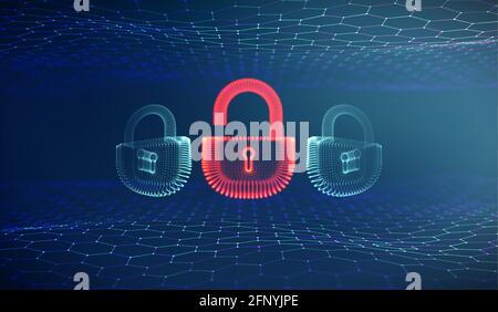 Internet Coputer cyber security background. Cyber Crime illustrazione vettoriale. serratura digitale illustrazione vettoriale EPS 10. Illustrazione Vettoriale
