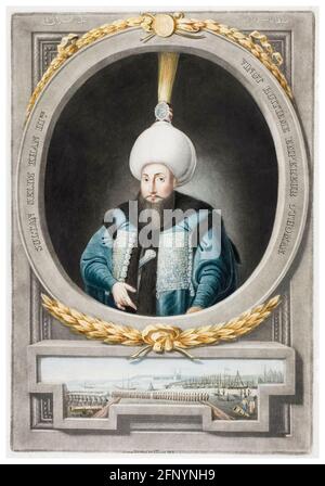 Selim III di Turchia (1761-1808), ventottesimo sultano dell'Impero Ottomano (1789-1807), incisione ritratto di John Young, 1815 Foto Stock