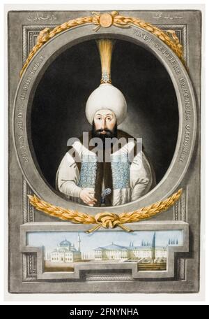 Abdulhamid i di Turchia (1725-1789), 27° Sultano dell'Impero Ottomano (1774-1789), incisione ritratto di John Young, 1815 Foto Stock