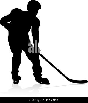 Hockey su ghiaccio giocatore Silhouette Illustrazione Vettoriale