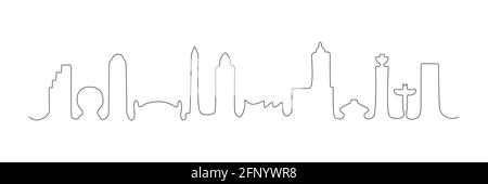 Vancouver edifici a una linea. Architettura dello skyline della città canadese. Vancouver luoghi famosi. Illustrazione Vettoriale