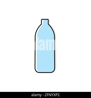Icona della bottiglia d'acqua. Bottiglia d'acqua in plastica blu in stile piatto. Illustrazione vettoriale isolata su sfondo bianco. Illustrazione Vettoriale