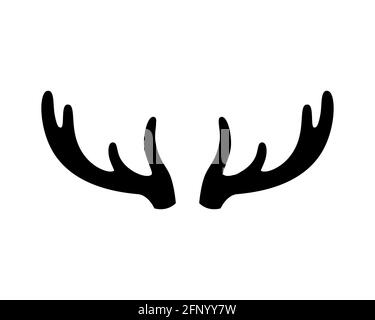 Cervi antlers su sfondo bianco. Illustrazione. Icona. Foto Stock