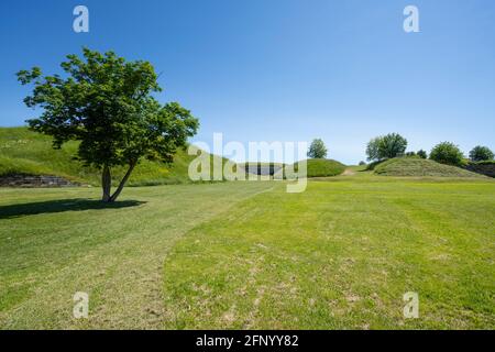 Palmanova, Italia. 18 maggio 2021. Palmanova, Italia. 18 maggio 2021. Gli antichi bastioni delle fortificazioni che circondano la città Foto Stock