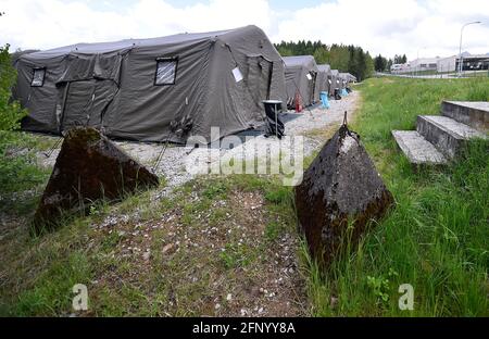 Rancirov, Repubblica Ceca. 20 maggio 2021. Giornata di controllo al campo tenda nella base militare di Rancirov, Repubblica Ceca, si è tenuta giovedì 20 maggio 2021. Le truppe statunitensi che si trasferiscono dalla Germania ad un esercizio in Ungheria si fermeranno sulla sua strada nel campo tenda di Rancirov vicino a Jihlava la domenica. Credit: Lubos Pavlicek/CTK Photo/Alamy Live News Foto Stock