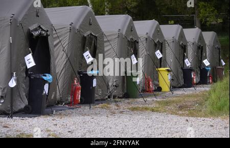 Rancirov, Repubblica Ceca. 20 maggio 2021. Giornata di controllo al campo tenda nella base militare di Rancirov, Repubblica Ceca, si è tenuta giovedì 20 maggio 2021. Le truppe statunitensi che si trasferiscono dalla Germania ad un esercizio in Ungheria si fermeranno sulla sua strada nel campo tenda di Rancirov vicino a Jihlava la domenica. Credit: Lubos Pavlicek/CTK Photo/Alamy Live News Foto Stock