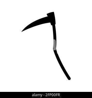 Reaper della morte, falce, illustrazione su sfondo bianco. Foto Stock