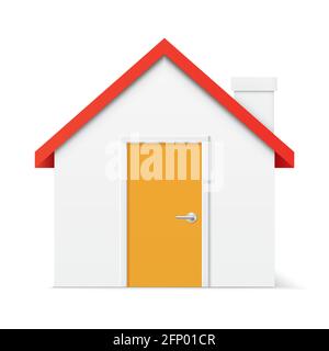 Icona vettoriale casa bianca 3D. Casa geometrica minimalista isolata sullo sfondo. Illustrazione Vettoriale