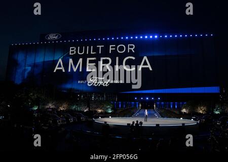 Dearborn, Stati Uniti. 19 maggio 2021. Il presidente esecutivo della Ford Motor Company Bill Ford parla a un evento per lanciare il nuovo pick-up completamente elettrico in occasione di un evento presso la Ford World Headquarters di Dearborn, Michigan, il 19 maggio 2021. (Foto di Dominick Sokotoff/Sipa USA) Credit: Sipa USA/Alamy Live News Foto Stock