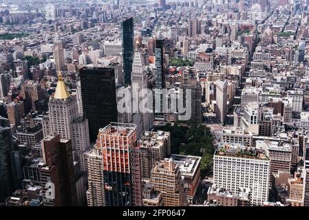 La città di New York, Stati Uniti d'America - 25 Giugno 2018: vista aerea di Midwtown di Manhattan. Flatiron District Foto Stock