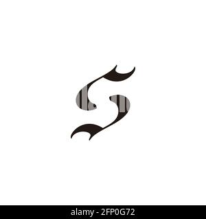 lettera s pesce squalo cerchio movimento forma semplice logo vettore Illustrazione Vettoriale