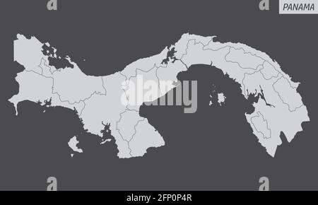 Panama mappa amministrativa isolata su sfondo scuro Illustrazione Vettoriale