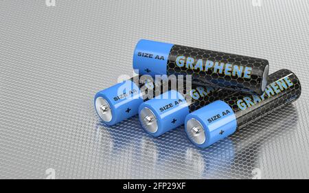 Batterie generiche in grafene. Rendering 3D Foto Stock