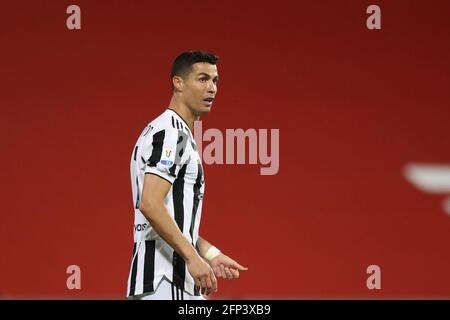 Reggio Emilia, Italia. 19 maggio 2021. Cristiano Ronaldo della Juventus reagisce durante la partita di Coppa Italia allo stadio Mapei - Cittˆ del Tricolore, Sassuolo. Il credito immagine dovrebbe essere: Jonathan Moscrop/Sportimage Credit: Sportimage/Alamy Live News Foto Stock