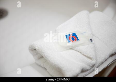 Doccia in un motel 6 in Utah Foto Stock