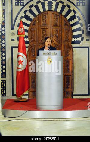 Kasbah, Tunisi, Tunisia. 20 maggio 2021. Il ministro degli interni italiano Luciana Lamorgese, capo del governo tunisino Hichem Mechichi, riceve il ministro degli interni italiano Luciana Lamorgese, accompagnato dal politico svedese e dal commissario europeo per gli Affari interni Ylva Johansson, che si trova in Tunisia nel palazzo del governo della Kasbah. Foto: Chokri Mahjoub. Credit: Chokri Mahjoub/ZUMA Wire/Alamy Live News Foto Stock