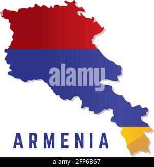 Mappa isolata con bandiera di Armenia Vector illustrazione Illustrazione Vettoriale