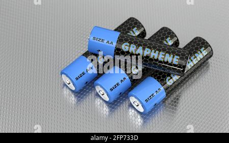 Batterie generiche in grafene. Rendering 3D Foto Stock
