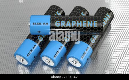 Batterie generiche in grafene. Rendering 3D Foto Stock