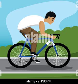Uomo isolato in bicicletta Ciclismo Vector illustrazione Illustrazione Vettoriale