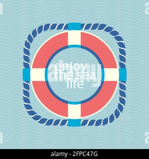 Scopri la scritta Sealife in Lifebuoy Simple Vector Icon Illustrazione Vettoriale