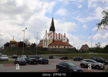 St. Jadwiga Śląska in Zgorzelec - eine Römisch-katholische Gemeinde des Dekanats Zgorzelec in der Diözese Legnica . St Hedwig Kirche Foto Stock