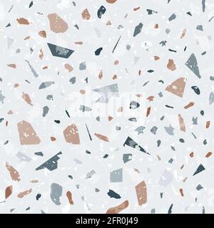 Motivo senza giunture terrazzo. Texture pavimento classico e terroso. Sfondo classico fatto di pietre naturali, granito, quarzo, marmo e calcestruzzo. Mare giusto Illustrazione Vettoriale