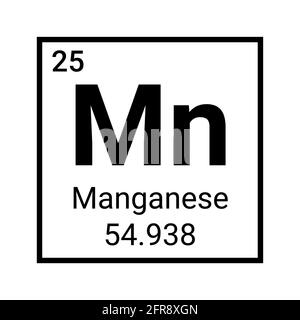 Simbolo chimico dell'icona dell'elemento al manganese. Simbolo tabella periodica manganese Illustrazione Vettoriale