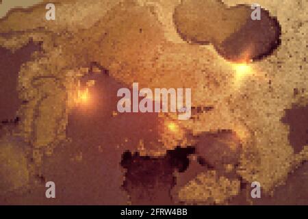 Bronzo, oro e borgogna luminoso sfondo in marmo astratto. Struttura vettoriale nella tecnica dell'inchiostro alcolico con glitter. Modello per banner, poster Illustrazione Vettoriale