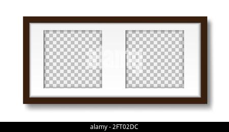 Immagine sulla parete. Disposizione di una cornice per due foto, per il design degli interni. Fock up isolato su sfondo bianco. Vettore. Illustrazione Vettoriale