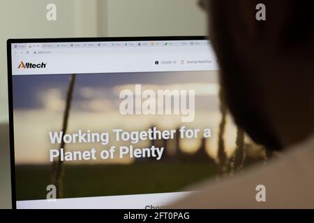 New York, USA - 1 maggio 2021: Sito web della società alltech su schermo, Editoriale illustrativo Foto Stock