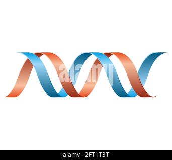 Catena di DNA in arance e blu Illustrazione Vettoriale