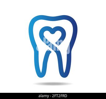 Dente e cuore disegnati con una linea Illustrazione Vettoriale