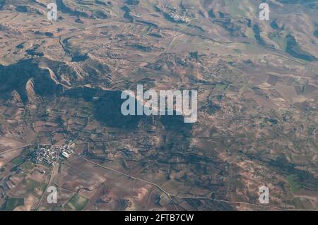 tiro aereo, aereo, natura, terra, montagne, Pianura, paesaggio, Spagna Foto Stock