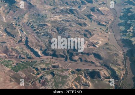 tiro aereo, aereo, natura, terra, montagne, Pianura, paesaggio, Spagna Foto Stock