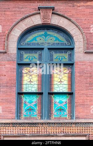 Architettura in stile coloniale della Massey Music Hall, un edificio storico e un punto di riferimento nazionale a Toronto, Canada Foto Stock