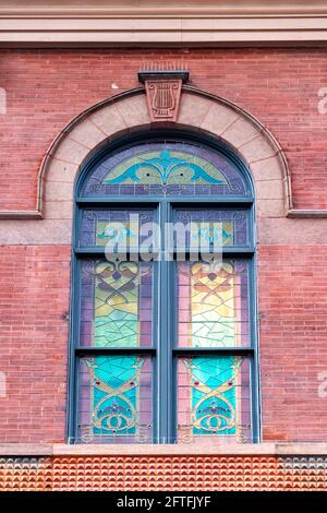 Architettura in stile coloniale della Massey Music Hall, un edificio storico e un punto di riferimento nazionale a Toronto, Canada Foto Stock