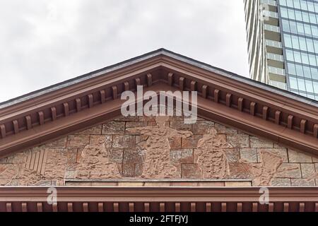 Architettura in stile coloniale della Massey Music Hall, un edificio storico e un punto di riferimento nazionale a Toronto, Canada Foto Stock