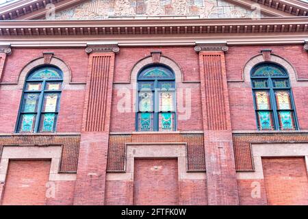 Architettura in stile coloniale della Massey Music Hall, un edificio storico e un punto di riferimento nazionale a Toronto, Canada Foto Stock