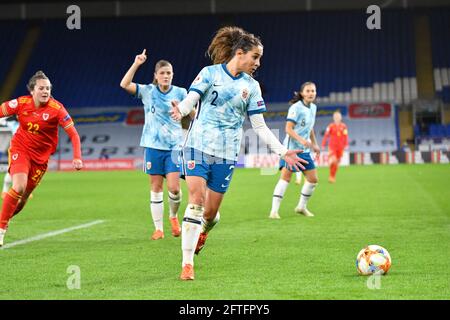 Cardiff, Galles. 27 ottobre 2020. Ingrid Moe Wold of Norway Donne durante il Campionato europeo delle Donne UEFA 2020 Qualifying Group C match tra Donne del Galles e Donne della Norvegia al Cardiff City Stadium di Cardiff, Galles, Regno Unito, il 27 ottobre 2020. Credito: Duncan Thomas/Majestic Media. Foto Stock