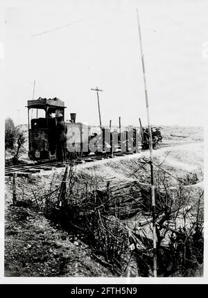 Prima guerra mondiale, prima guerra mondiale, fronte occidentale - uomini su una ferrovia leggera Foto Stock