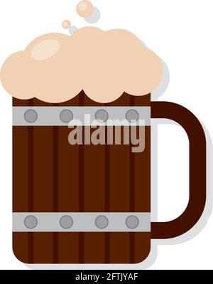 Vetro di legno di birra isolato con illustrazione della schiuma Vector Illustrazione Vettoriale
