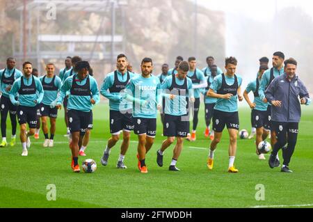 La Turbie, Francia - 21 maggio 2021: COME Monaco vs RC Lens Training Session con il tedesco Kevin Volland e Aleksandr Golovin nel backround. Calcio, Calcio, Monte Carlo, Foto Stock